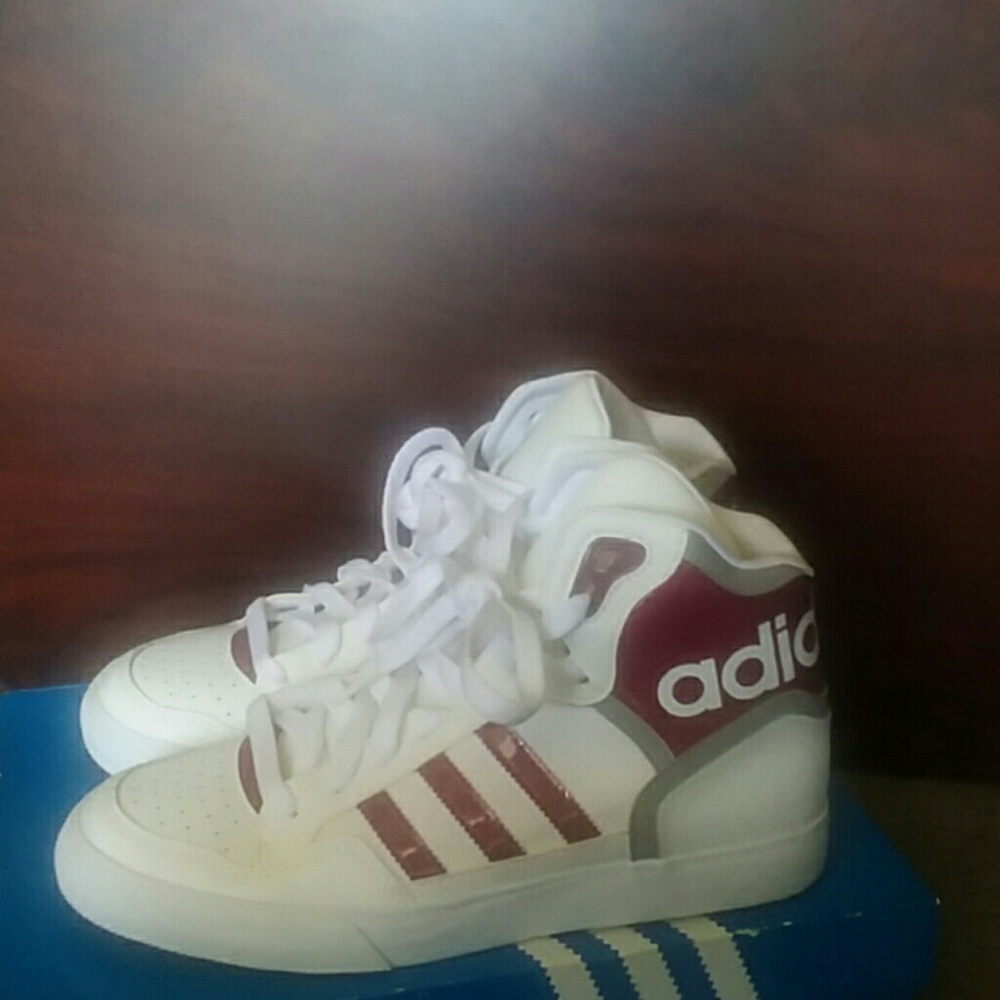 Adidas Extaball White & Burgundy Sneakers - Picture 1 of 6